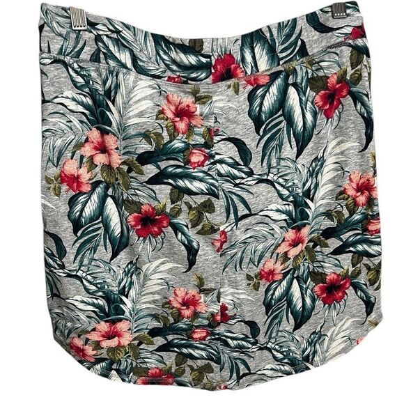 Tommy Bahama floral jersey skirt hibiscus print gray medium cotton drawstring - Picture 3 of 9
